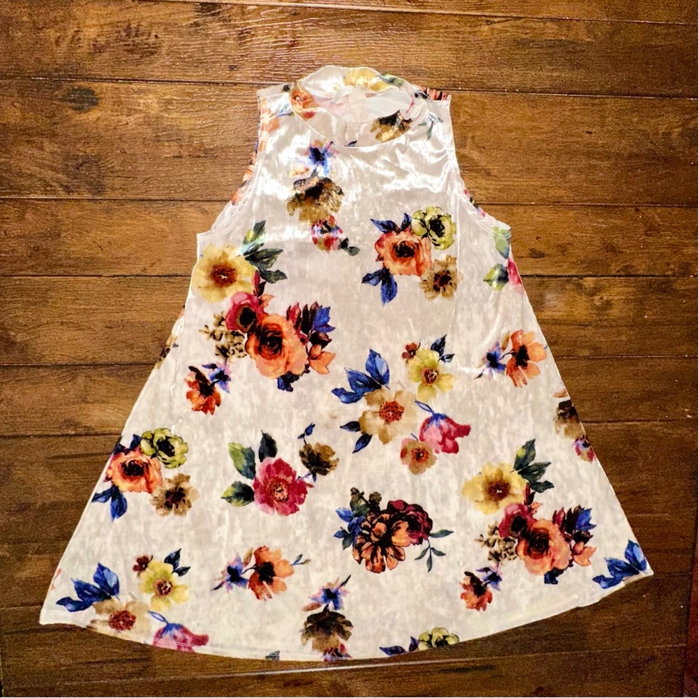Velvet Floral Swing Dress